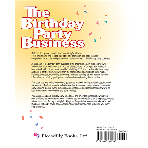 Birthday Party Business Back Cover