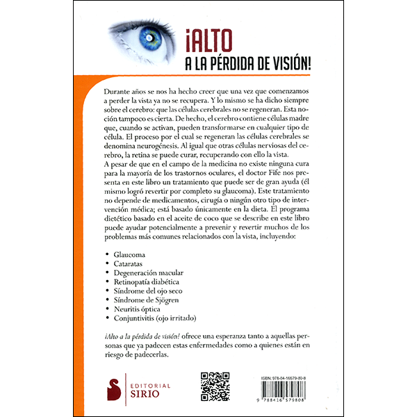 Stop Vision Loss Now Spanish Back Cover
